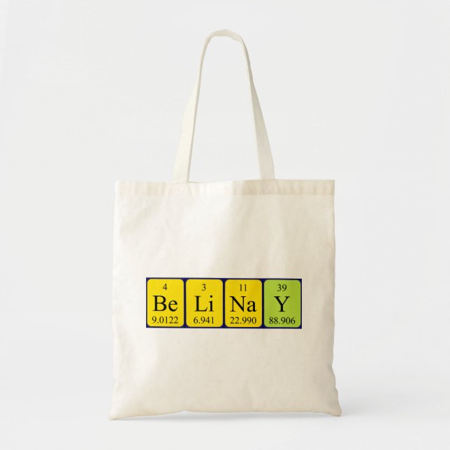 Belinay periodic table name tote bag (Front)