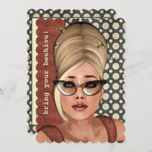 Belinda Beehive Retro Chic Large Invitation