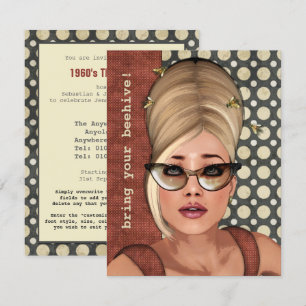 Belinda Beehive Retro Chic Small Invitation