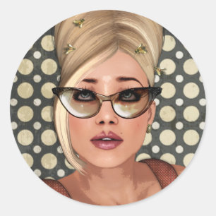 Belinda Beehive Retro Chic Stickers