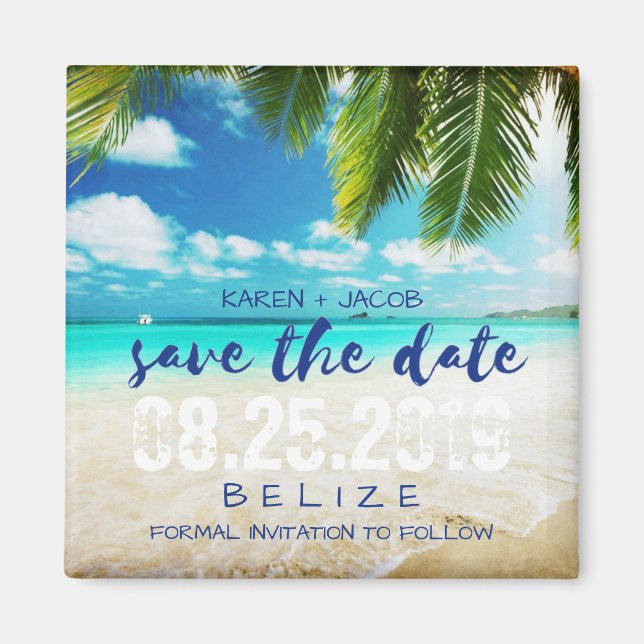Belise Beach Destination Wedding Save the Date Magnet (Front)