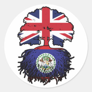 Belise Belizean British UK Tree Roots Flag Classic Round Sticker