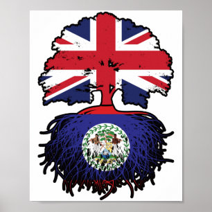 Belise Belizean British UK Tree Roots Flag Poster