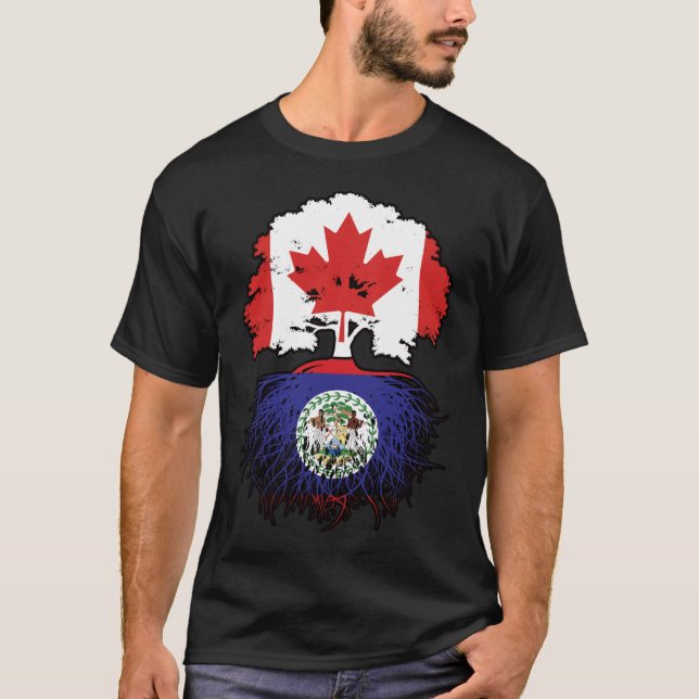 Belise Belizean Canadian Canada Tree Roots Flag T-Shirt (Front)