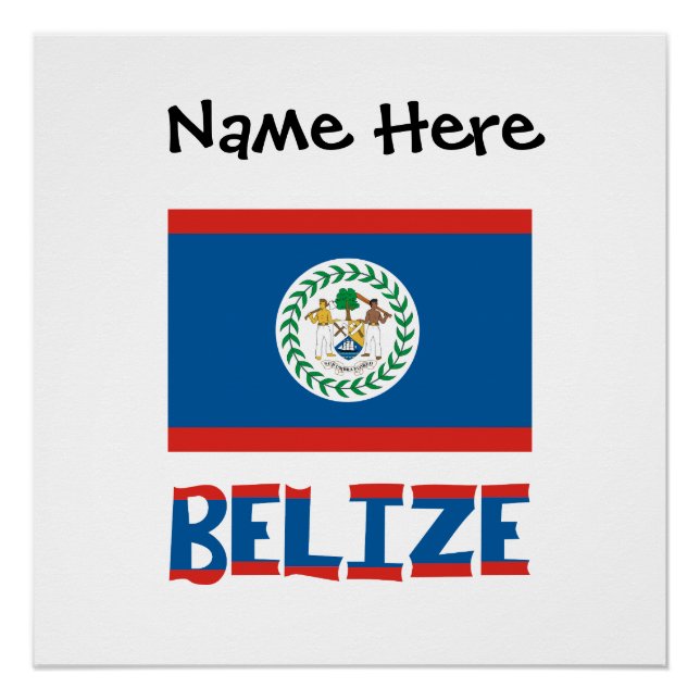 Belise Belizean Flag Personalised  Poster (Front)
