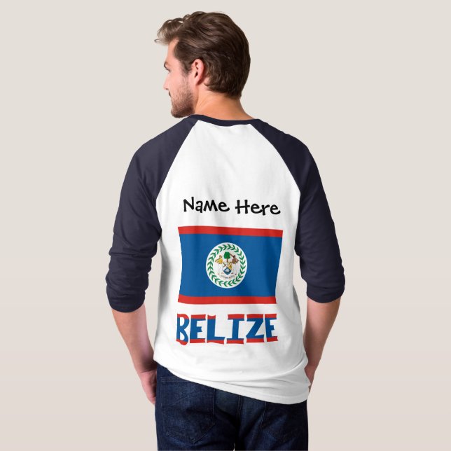 Belise Belizean Flag Personalised  T-Shirt (Back Full)