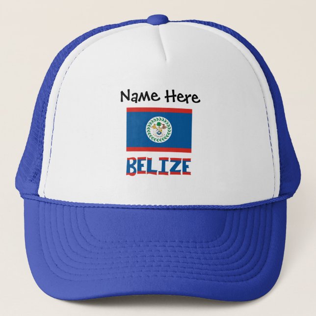 Belise Belizean Flag Personalised  Trucker Hat (Front)