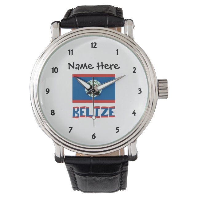 Belise Belizean Flag Personalised  Watch (Front)