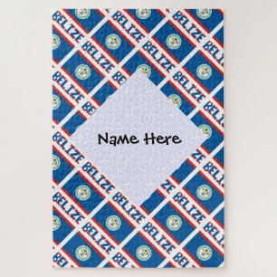 Belise Belizean Flag Tiled Personalised Jigsaw Puzzle