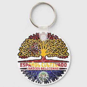 Belise Belizean Spain Spanish Tree Roots Flag Key Ring