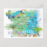 Belise Caribbean Illustrated Travel Map with Roads Postcard<br><div class="desc">Belise Caribbean Illustrated Travel Map with Roads and Tourist Highlights</div>