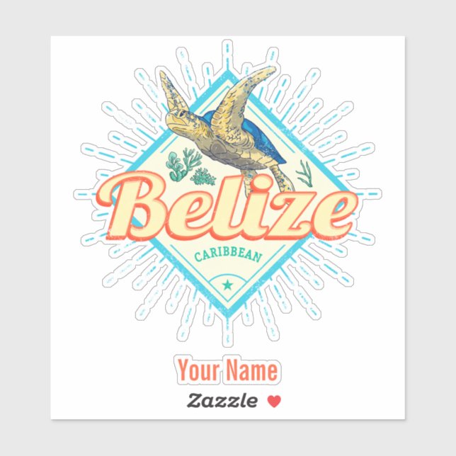 Belise Caribbean Retro Turtle Vintage Souvenir (Sheet)
