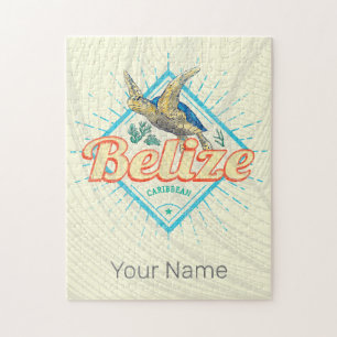 Belise Caribbean Retro Turtle Vintage Souvenir Jigsaw Puzzle