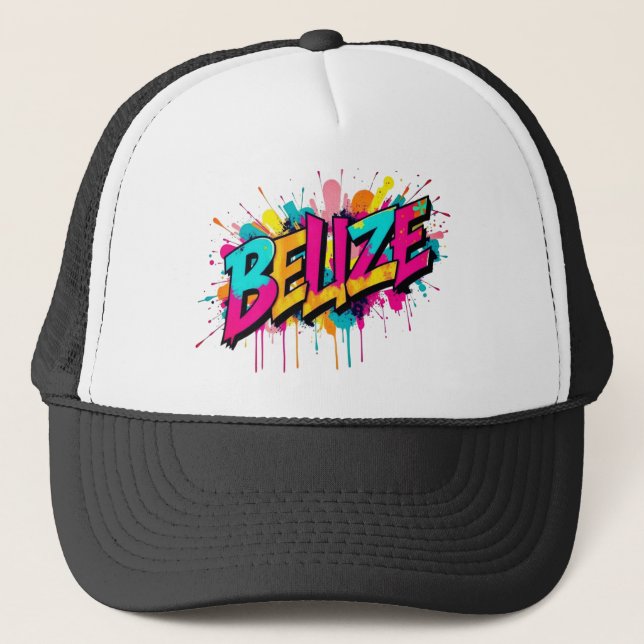 Belise colourful graffiti style clothing outfit ca trucker hat (Front)