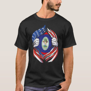 Belise Flag American Proud of My Belizean Heritage T-Shirt
