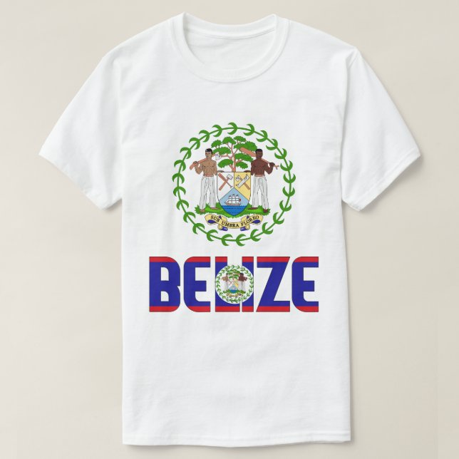 Belise Flag and Coat Of Arms Patriotic T-Shirt (Design Front)