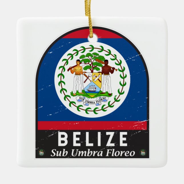 Belise Flag Emblem Distressed Vintage Ceramic Ornament (Front)