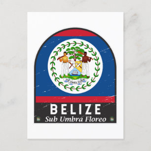 Belise Flag Emblem Distressed Vintage Postcard