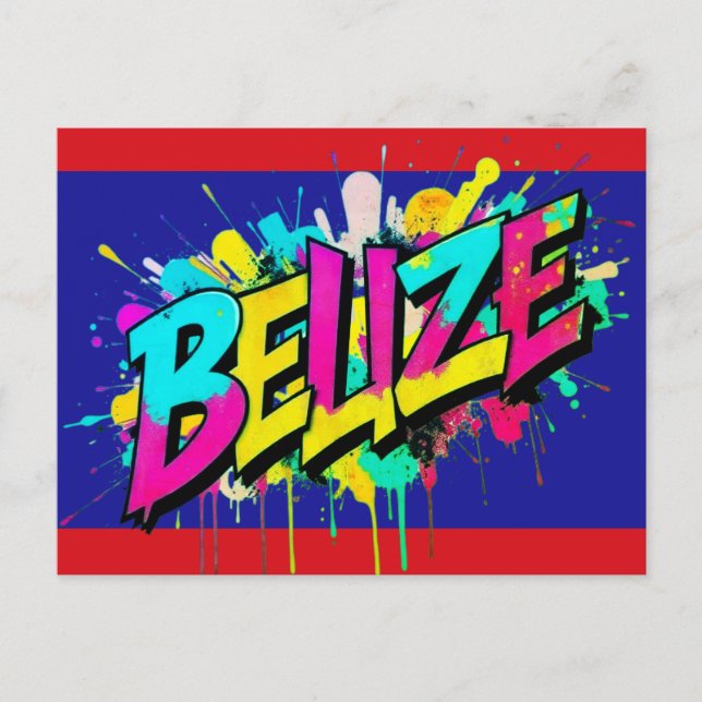Belise flag graffiti style greeting Postcard (Front)