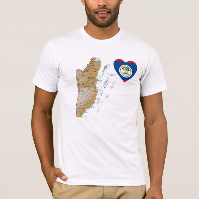 Belise Flag Heart + Map T-Shirt (Front)