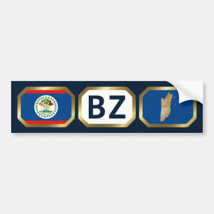 Belise Flag Map Code Bumper Sticker