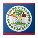 Belise Flag Tile<br><div class="desc">The Belise flag is a horizontal bicolour with in the centre an emblem. The used colours in the flag are blue, red. The proportion of the Belise flag is 2:3. The Flag of Belise was adopted in 1981. The first use of the current flag design was in 1981. The last...</div>