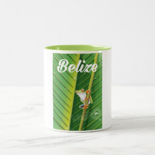 belise Frog vintage cartoon travel poster Two-Tone Coffee Mug