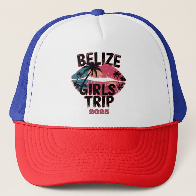 Belise Girls Trip Tropical Adventure  Trucker Hat (Front)