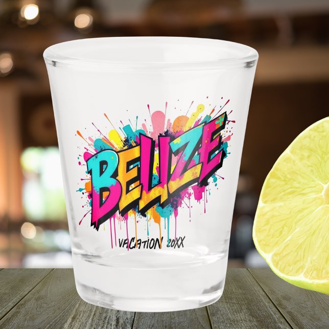 Belise graffiti style travel vacation  shot glass (Creator Uploaded)