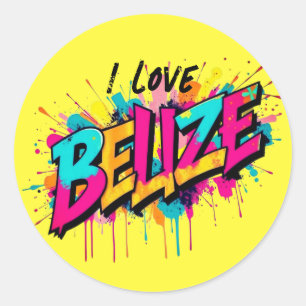 Belise graffiti travel vacation souvenir decor classic round sticker