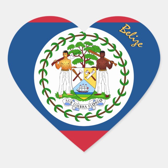 Belise Heart Sticker, Patriotic Belizean Flag Heart Sticker (Front)