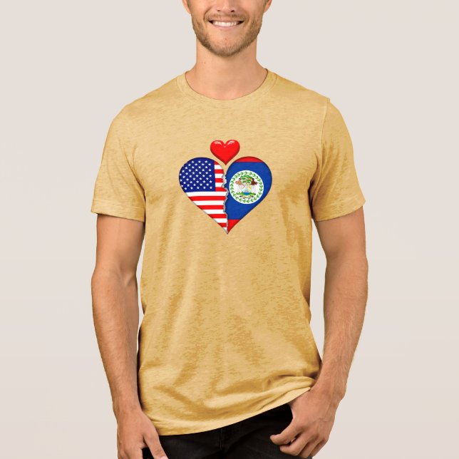 Belise Hispanic Hearts USA Flags Tri-Blend Shirt (Front)