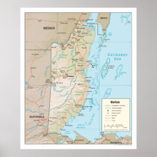 Belise Map (2003) Central America Country  Poster