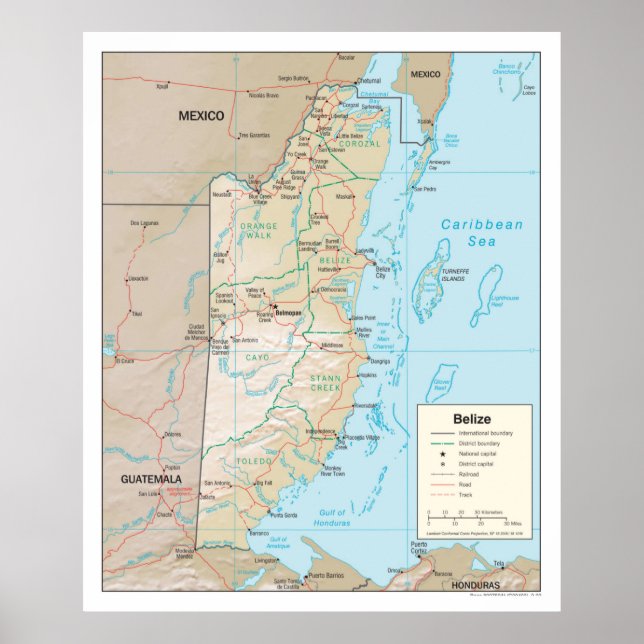 Belise Map (2003) Central America Country  Poster (Front)