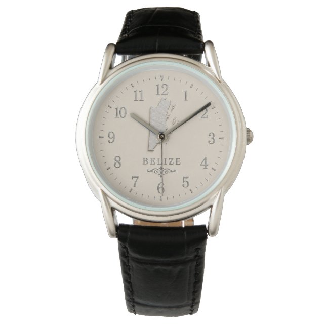 Belise Map Cream Silver-Effect Watch (Front)