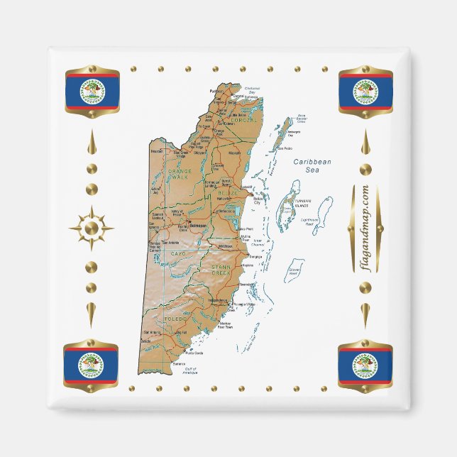 Belise Map + Flags Magnet (Front)