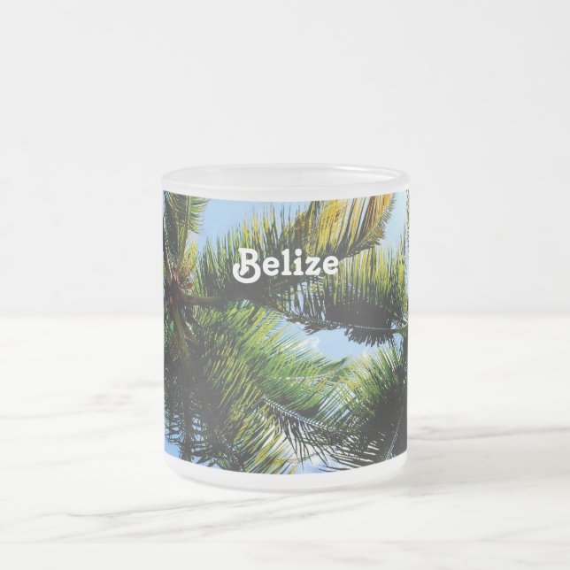 Belise Palm Trees Frosted Glass Coffee Mug (Center)