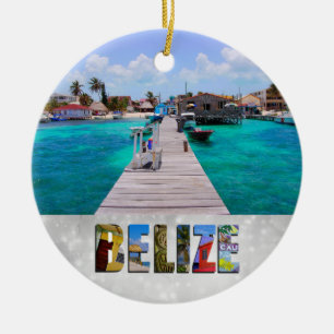 Belise San Pedro Beach Ambergris Caye Christmas Ceramic Tree Decoration