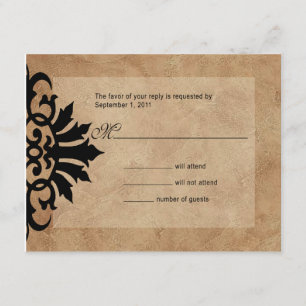 Belise Scroll Flourish RSVP (black/tan) Heather We Card