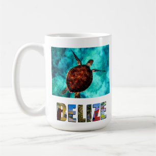 Belise Sea Turtle Blue Ocean Beach Travel Photo Coffee Mug