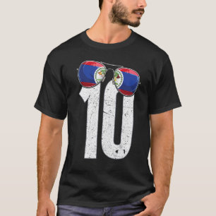 Belise Soccer Player Number 10 Belizer Flag T-Shirt