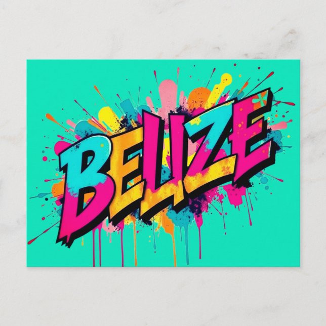 Belise teal graffiti style greeting Postcard (Front)