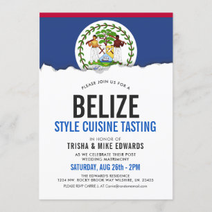 Belise Themed Cuisine Party Flag White Invite