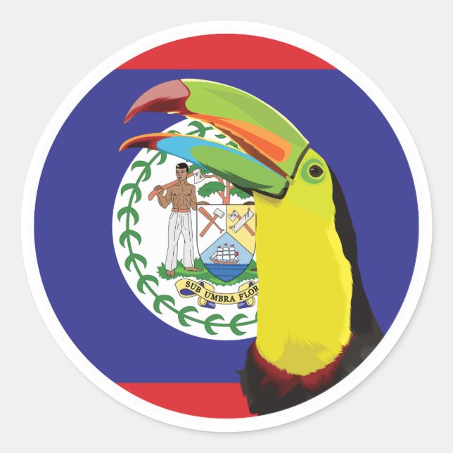 Belise Toucan Belizean National Animal Flag Classic Round Sticker (Front)