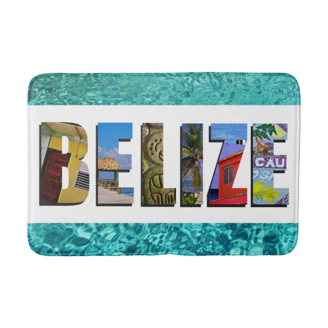 Belise Tropical Beach Blue Ocean Travel Photo Bath Mat (Front)