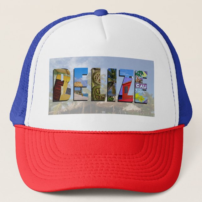 Belise Tropical Beach Blue Ocean Travel Photos Trucker Hat (Front)