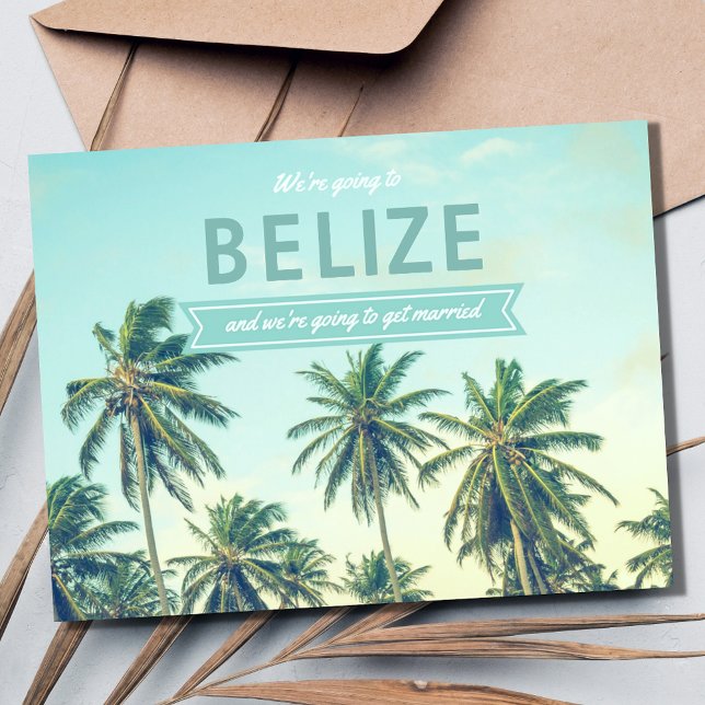 Belise Tropical Beach Wedding Save the Dates Announcement Postcard (Belize Tropical Beach Wedding Save the Date Postcard)