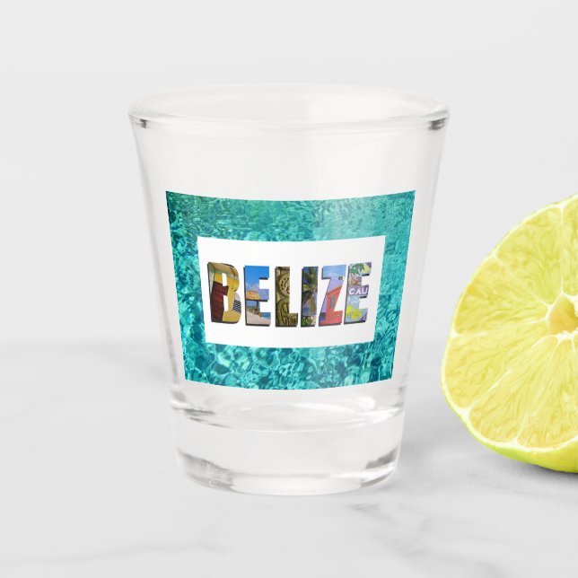 Belise Tropical Blue Ocean Travel Photos Shot Glass (Front)