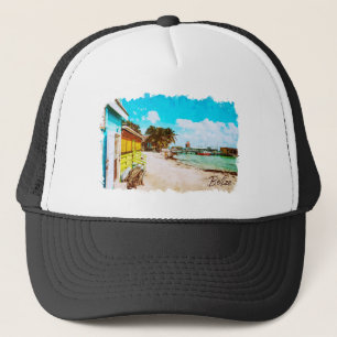 Belise Tropical Paradise Travel Trucker Hat
