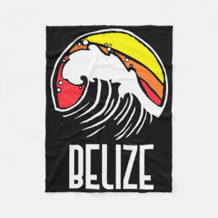 Belise Vintage 80s Retro Surfing Beach Wave Graphi Fleece Blanket